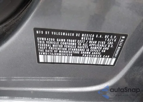 2017 Volkswagen Jetta 1.8T Sport z USA, uszkodzony, nr VIN 3VWD17AJ8HM297278